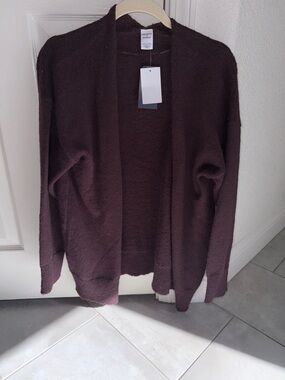 Melrose and Market Open-Front Cardigan in Deep Brown Plum
